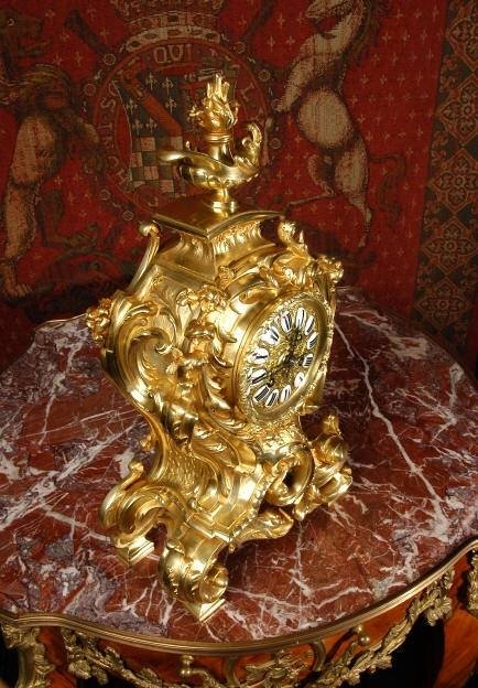 fig 3. Large and Stunning Rococo Clock by A. D. Mougin, French - Circa 1890 .